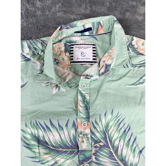 Men’s Denim & Flower Ricky Singh Medium Tropical Leaf Print Short-Sleeve Shirt - Picture 4 of 10